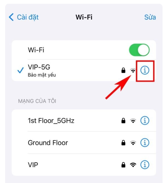 Instructions to change IP on iPhone